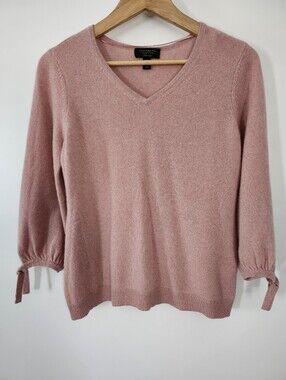 Charter Club 100% Cashmere Minimalist Feminine Dusty Rose Sweater Petite Medium